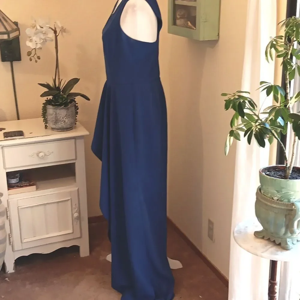 MARINA Dark Blue Ruffle Formal Wide Leg  Jumpsuit - Picture 5 of 13